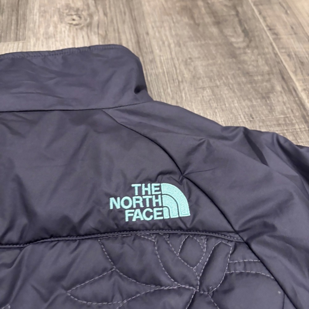The North Face Womens Floral Quilted Insulated Jacket Gray Teal XS Full Zip - Picture 9 of 10